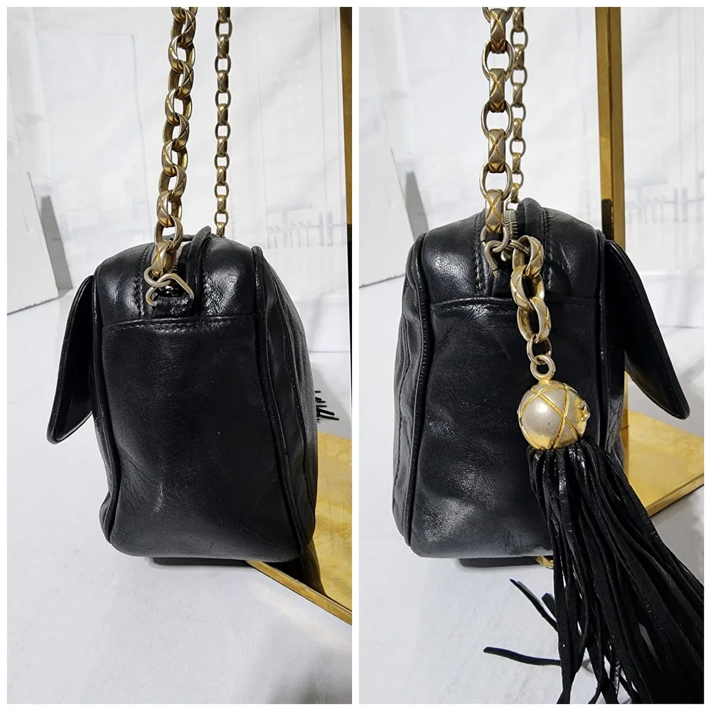Chanel Lambskin Vintage Mini Fringe Camera Bag Black - Picture 10 of 15
